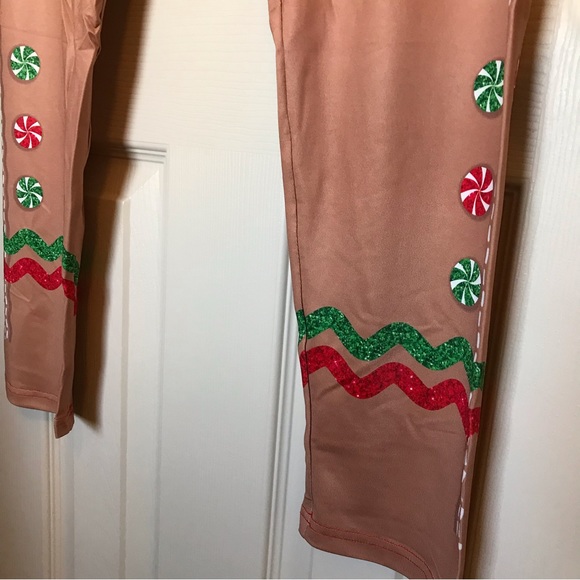 Gingerbread Christmas Candy Leggings Women’s Size M Medium Pants - Picture 2 of 7